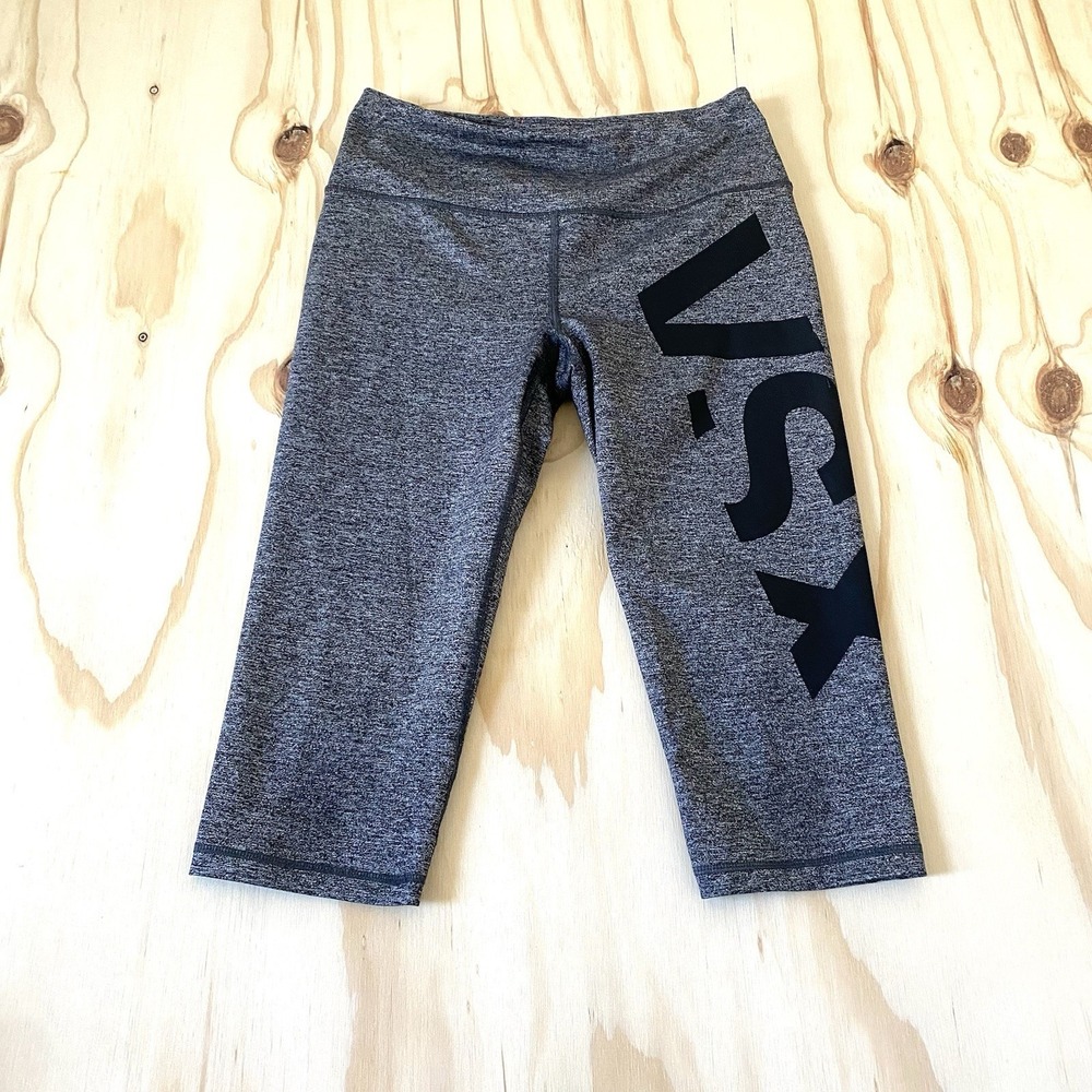VSX Sport Knockout Crop Leggings Size Medium Gray Graphic